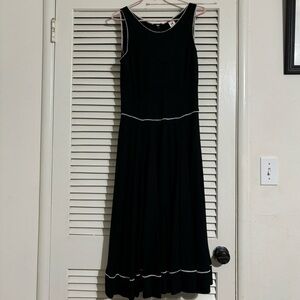 Peruvian Connection Dress Black White Sleeveless Midi Fit Flare size S